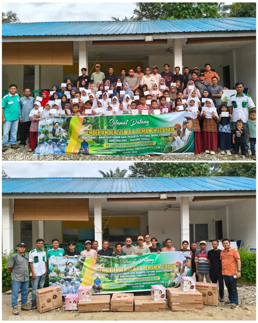 PT Socfindo Kebun Seumayam Serahkan Beasiswa Kepada Anak Karyawan