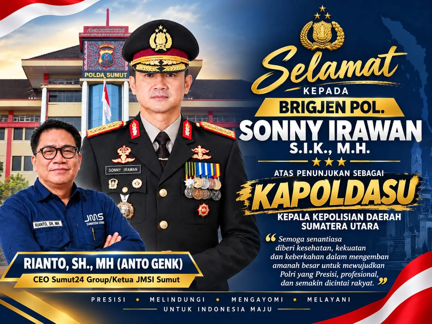 CEO Sumut24 Group Rianto Ucapkan Selamat kepada Sonny Irawan Sebagai Kapolda Sumut