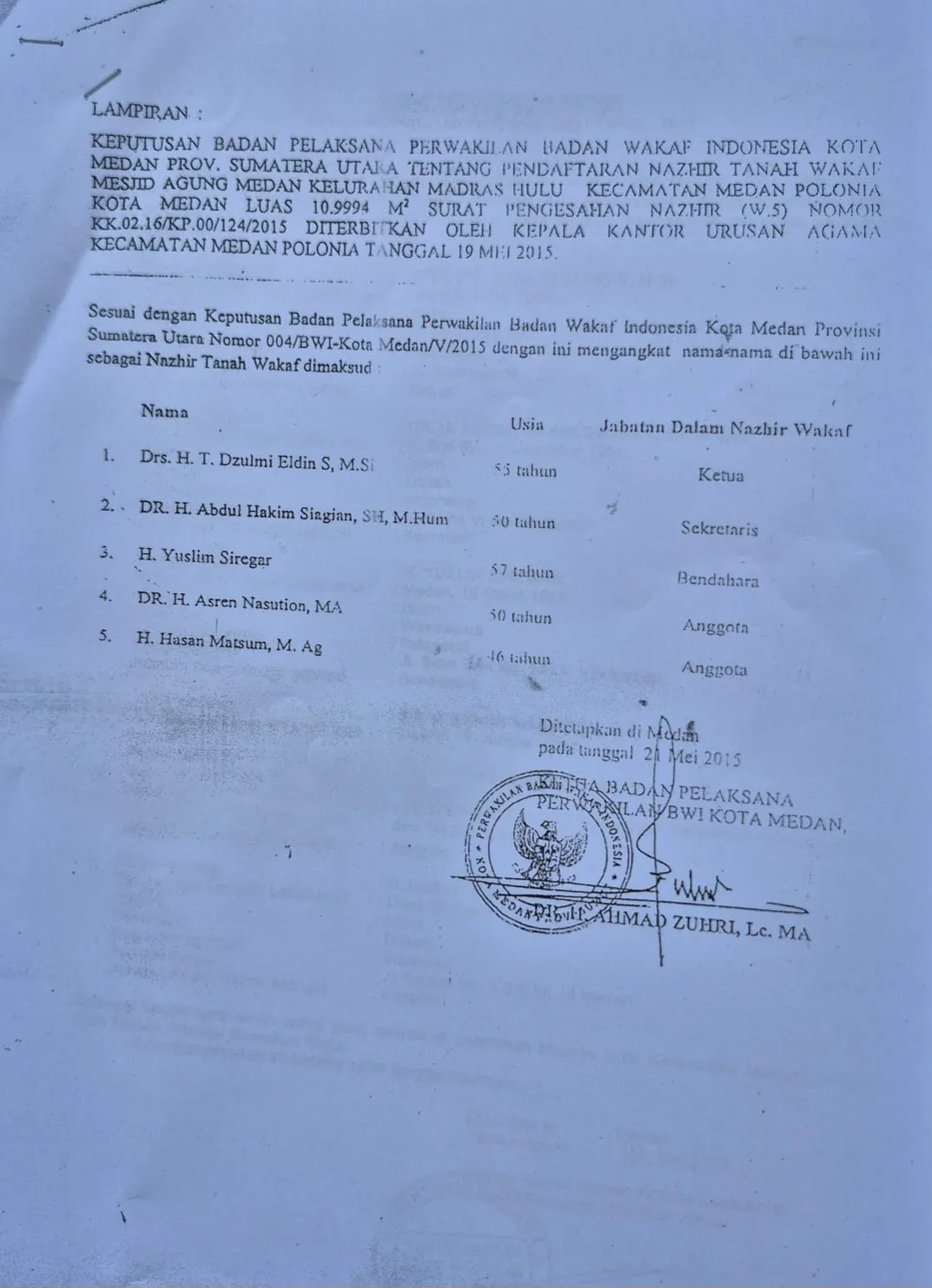 AZ Diduga Rekayasa Rekomendasi Pergantian Nazhir Wakaf Masjid Agung Medan