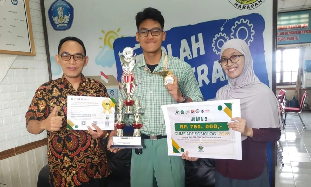 Siswa SMA Harapan 3 Delitua Raih Medali Emas Olimpiade Sosiologi se-Sumut 2026 di UINSU