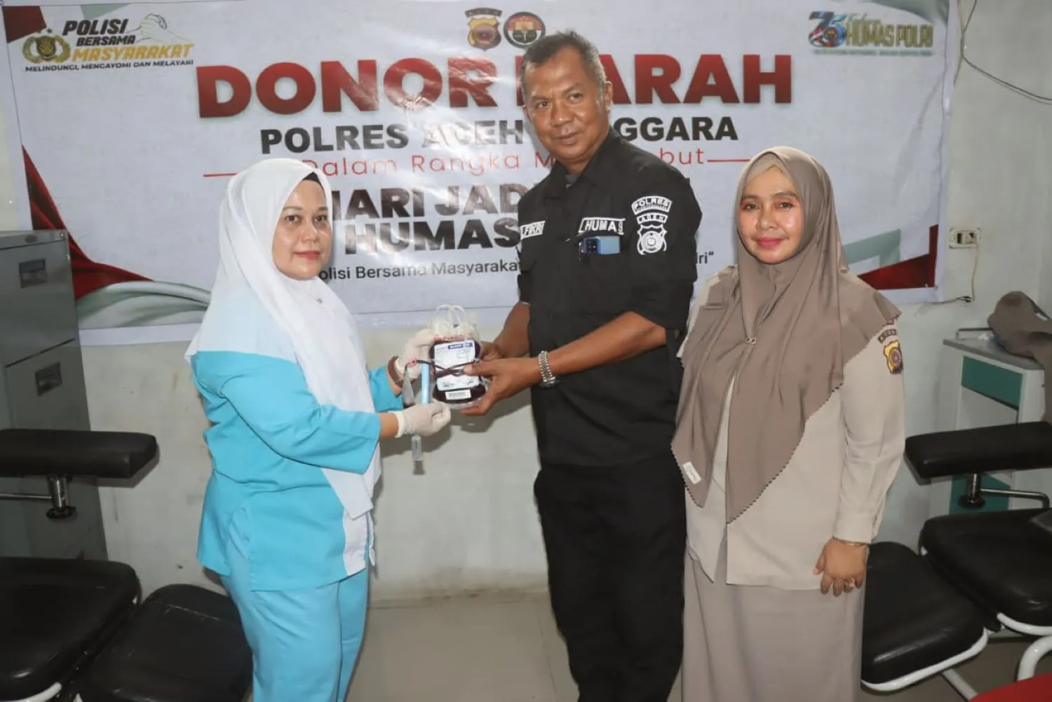 HUT ke-75 Humas Polri, Polres Agara Gelar Donor Darah