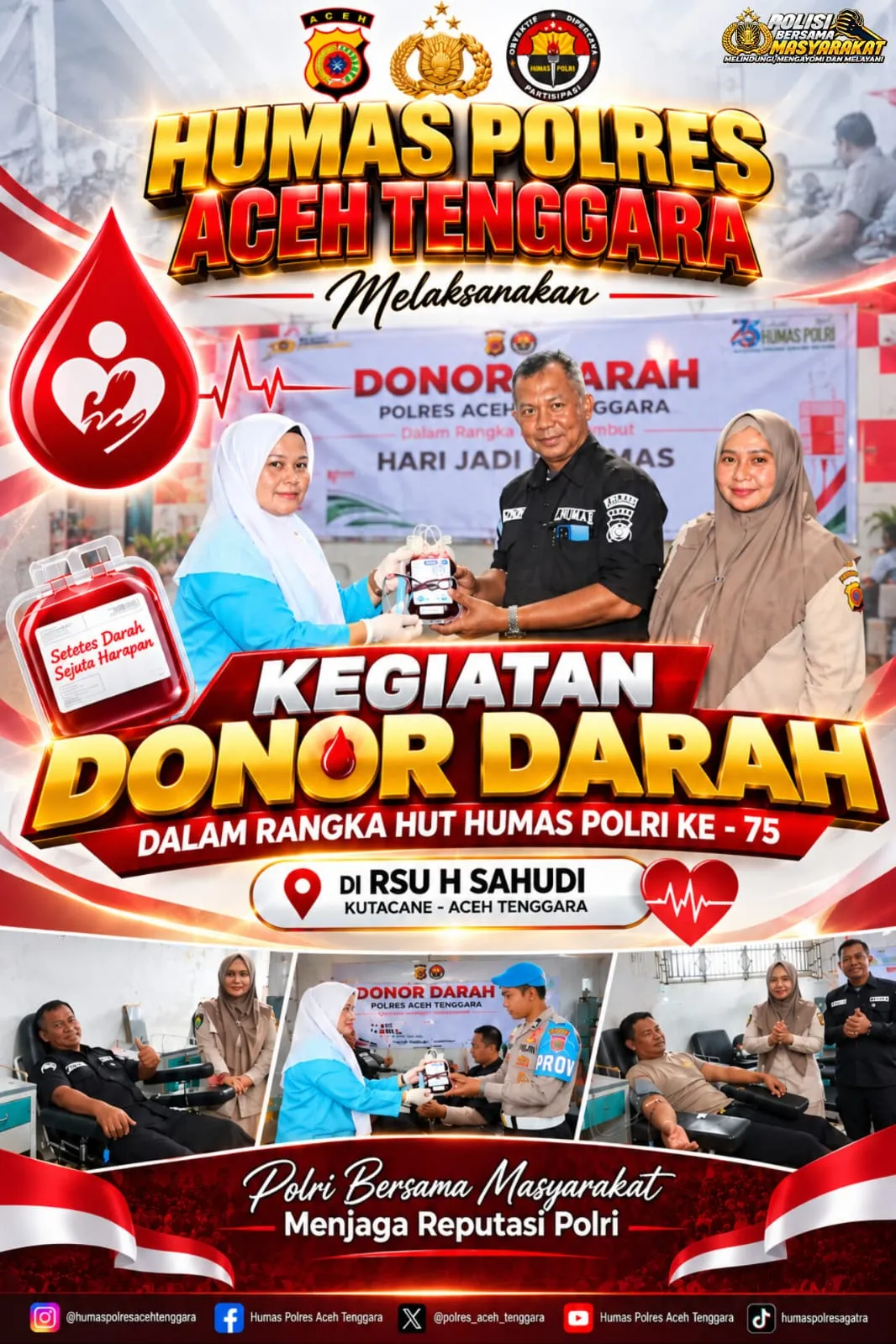 HUT ke-75 Humas Polri, Polres Agara Gelar Donor Darah