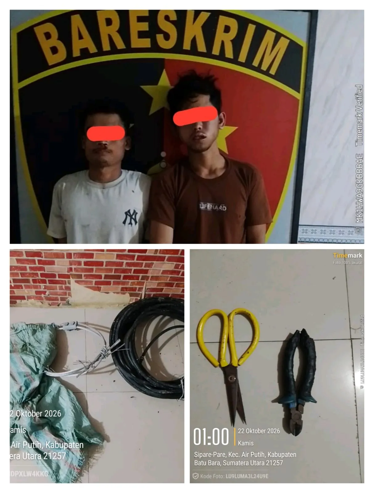 Curi Kabel Tower SUTET PLN di Sei Suka, Dua Pelaku Diringkus