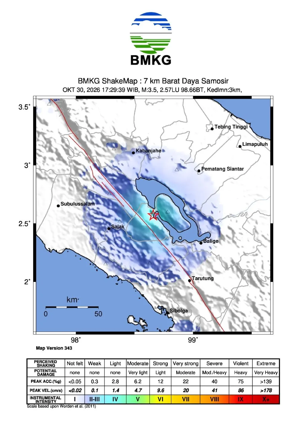 Gempa Magnitudo 3,4 Guncang Samosir