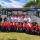 Kepala Dinas Pendidikan dan Kebudayaan Aceh Utara, H. Jamaluddin, S.Sos.,M.Pd, Rabu (19/10) foto bersama anak-anak Sanggar Dara Meurah dari SMP Negeri 2 Meurah Mulia pada kegiatan pelepasan keberangkatan ke Tanjung Balai Karimun, Kepulauan Riau melalui Pelabuhan Buton. Waspada/Ist