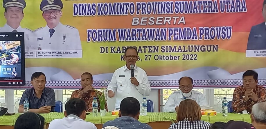 WAKIL Bupati Simalungun Zonny Waldi, sedang memaparkan program penanganan kasus stunting. Waspada/zul harahap