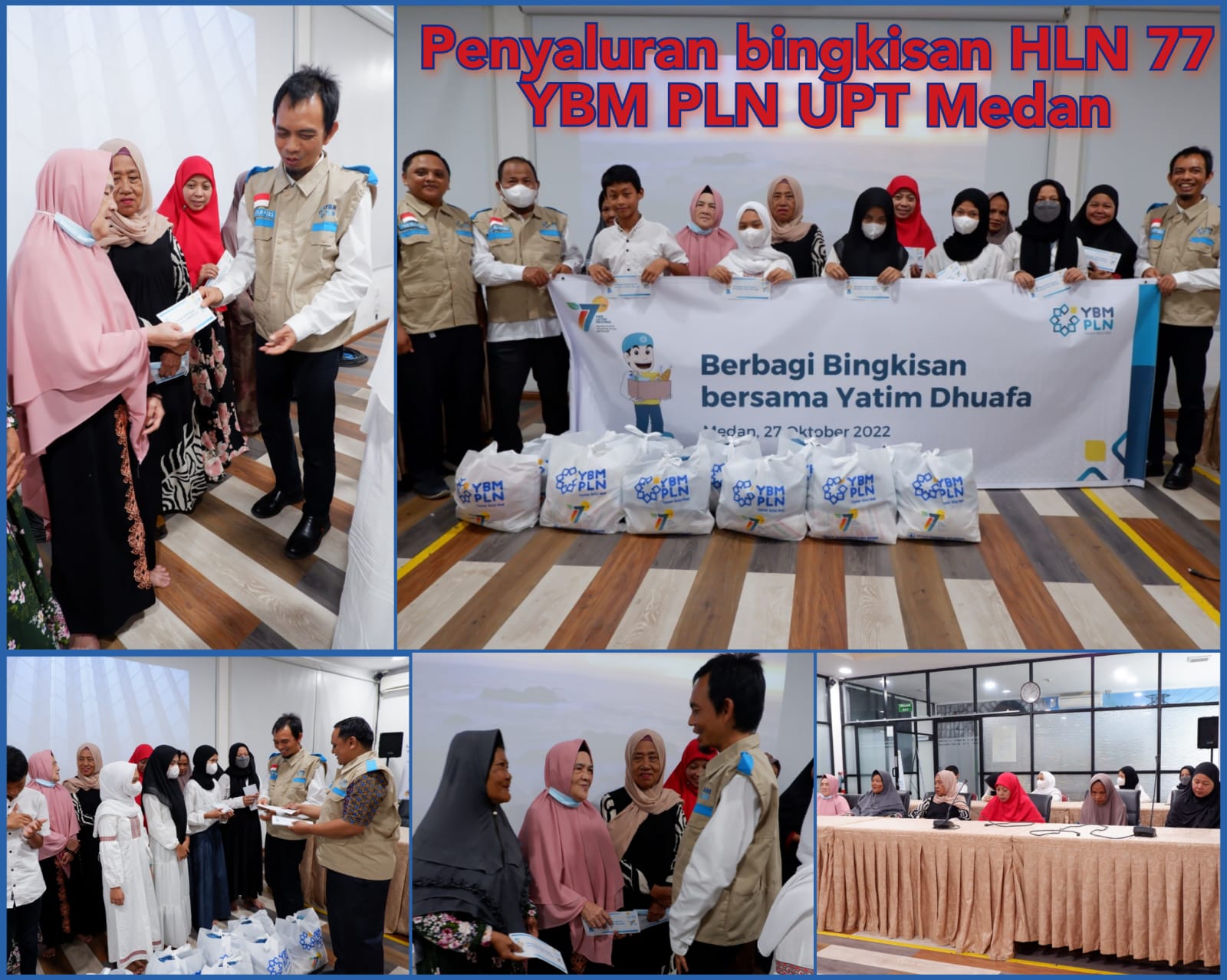 Dalam rangka menyambut Hari Listrik Nasional yang ke 77, melalui program Yayasan Baitul Mall (YBM) PT PLN (Persero) UIP3BS UPT Medan, salurkan bantuan kepada 200 orang yang berhak mendapatkan bantuan di wilayah kota Medan.