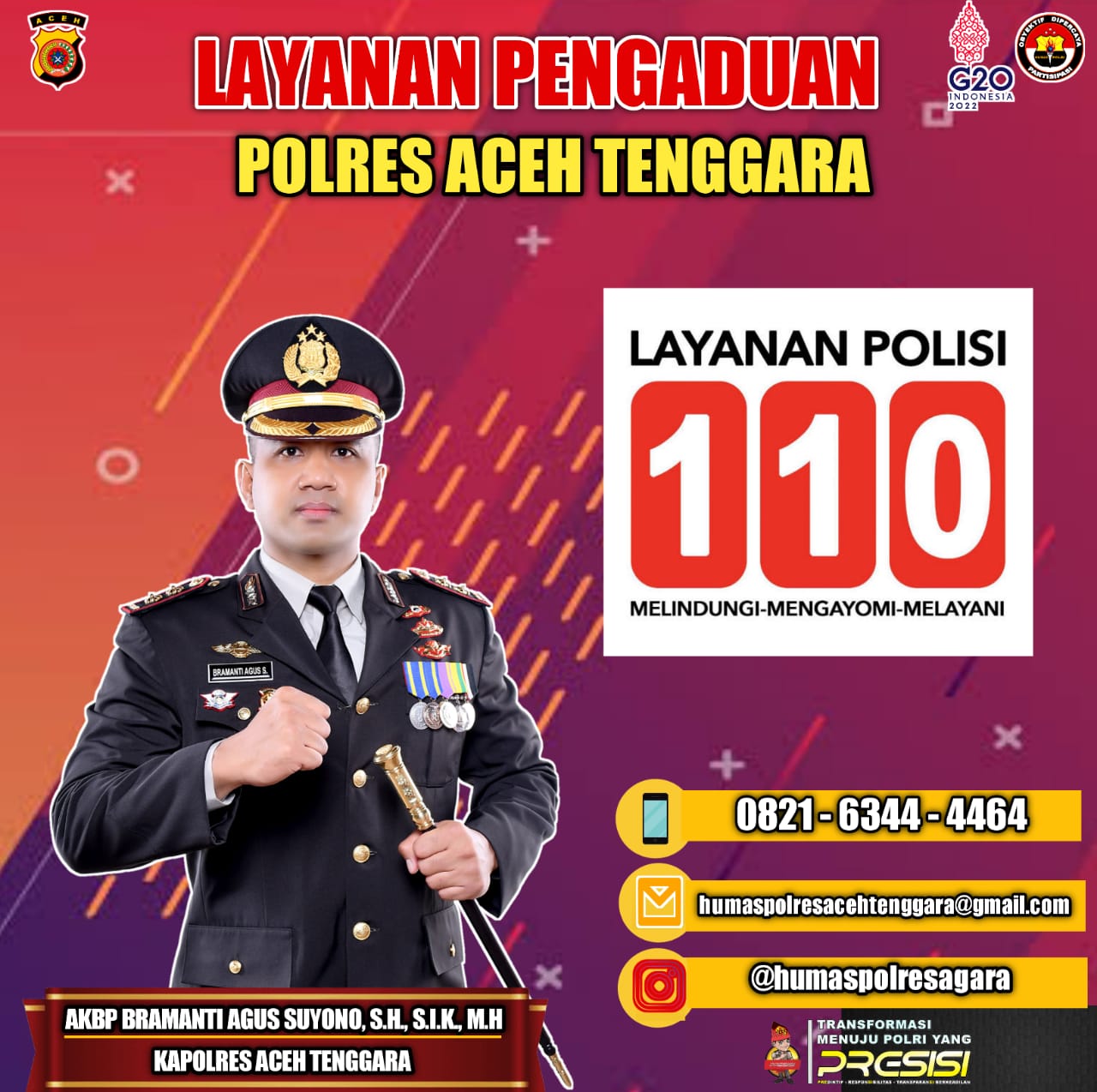 Kapolres Agara: Butuh Layanan Polisi, Gunakan Hotline 110