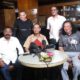 SYAHRUL M. Pasaribu (duduk, tengah) diabadikan bersama tim Waspada TV usai podcast.Waspada/Surya Efendi