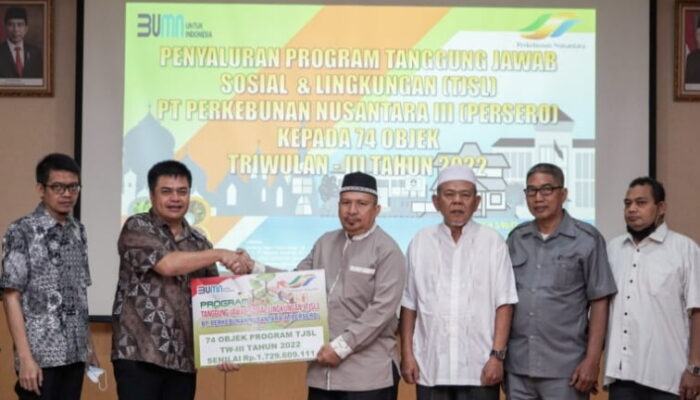 PTPN III Salurkan 1,7 Milyar Dana Program TJSL Periode Triwulan III Tahun 2022