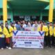 Mahasiswa KKNT FKIP UNA foto bersama dengan guru dan siswa MA Nurul Wathon Desa Simpang Empat, Kec Simpang Empat, Kab Asahan, setelah Sosialisasi dan penyuluhan bahaya penggunaan Narkoba. Waspada.id/Ist