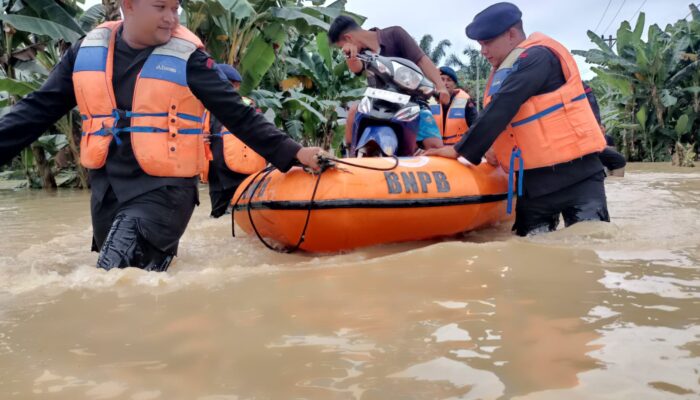 Aksi Cepat Brimob Evakuasi Korban Banjir Tamiang