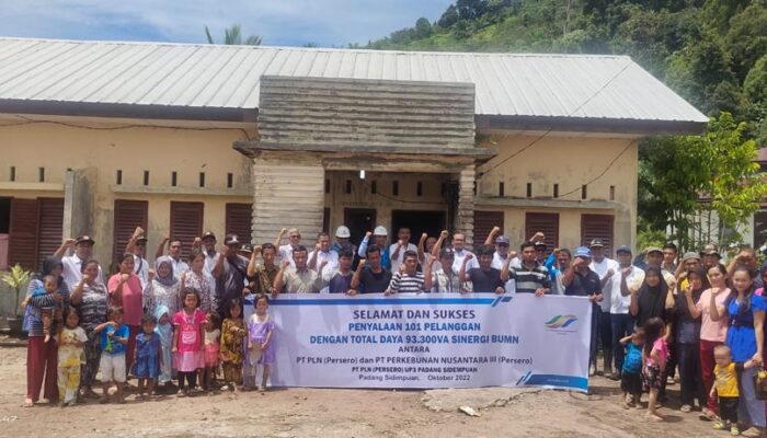 Sinergi BUMN, PLN dan PTPN III Hadirkan Listrik di Desa Muara UPU Tapsel
