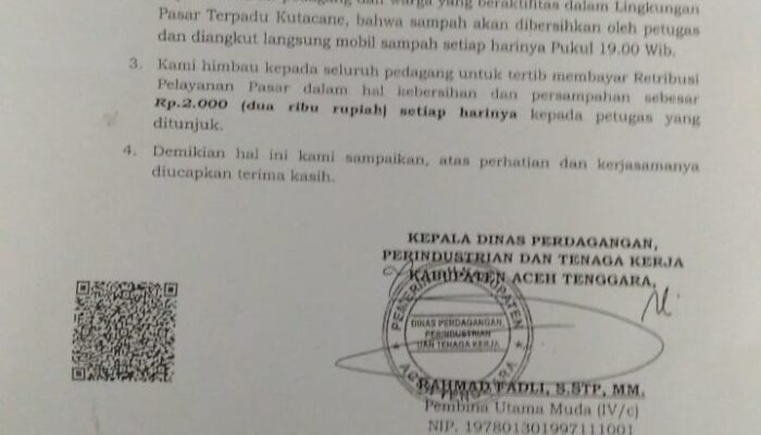 Warga Keluhkan Kenaikan Retribusi, Ketua Pansus DPRK Agara Kecam Kadisdagperinaker