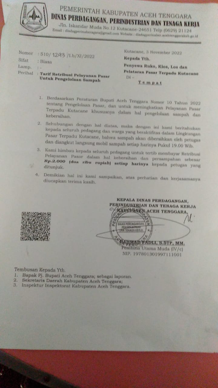 Warga Keluhkan Kenaikan Retribusi, Ketua Pansus DPRK Agara Kecam Kadisdagperinaker