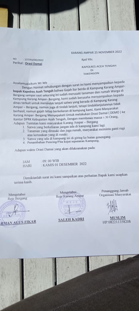 Masyarakat Bergang Akan Orasi Damai Terkait Gajah Obrak-abrik Tanaman Warga Masyarakat Bergang Akan Orasi Damai Terkait Gajah Obrak-abrik Tanaman Warga