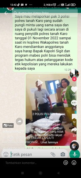 Viral, Wanita Mengaku Dianiaya Di Ruang Penyidik Polres Tanah Karo