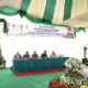 Bupati Tapsel H Dolly Pasaribu saat menyampaikan sambutan dalam acara penilaian Kecamatan terbaik Sumut di Kecamatan Batang Toru.(Waspada/Ist)