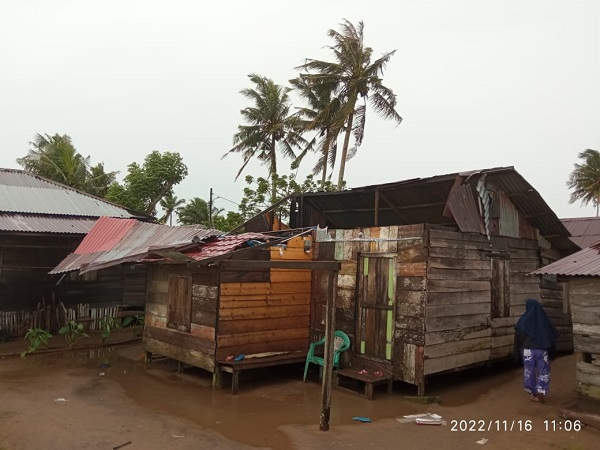 Angin putingbeliung menghancurkan 15 rumah di Desa Kuala Batahan, Kec. Batahan, Kab. Mandailing Natal. Waspada.id/dok