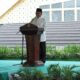 BUPATI Deliserdang H.Ashari Tambunan menyampaikan sambutan pada Peringatan Maulid Nabi Muhammad SAW Tahun 1444 H/ 2022 M Pemkab Deliserdang di pelataran Masjid Agung Sultan Thaf Sinar Basarsyah, Rabu (2/11). (Waspada.id/Khairul K Siregar/B)