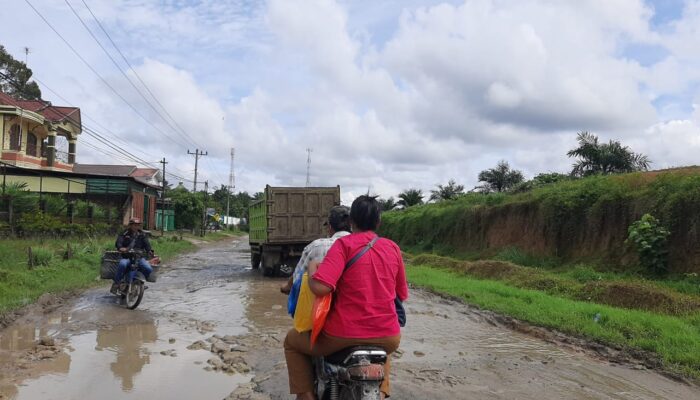 Warga Tagih Janji Bupati Simalungun Perbaiki Jalan Rusak