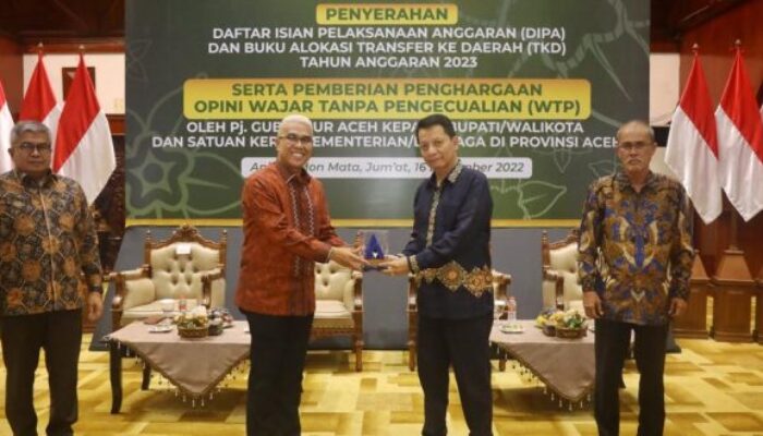 WTP Tujuh Kali Secara Beruntun, Pemerintah Aceh Terima Penghargaan Dari Kemenkeu