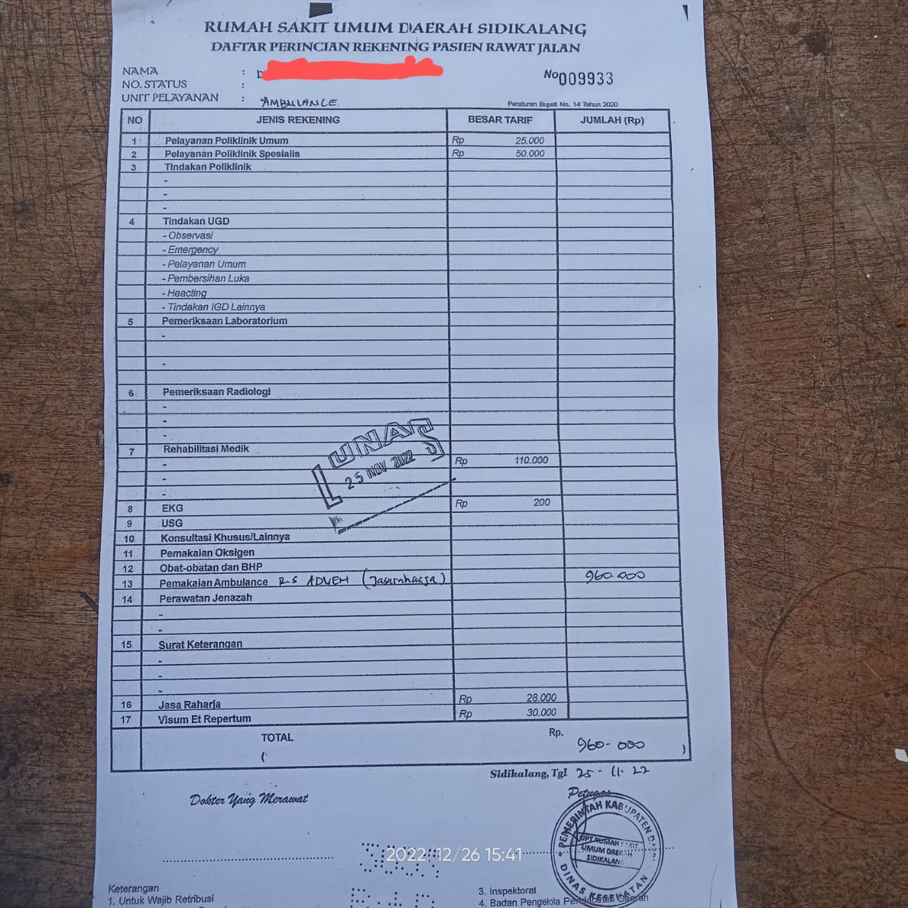 Biaya Ambulan Ditagih RSUD Pada Pemegang Kartu BPJS
