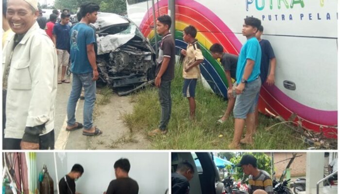 Bus Putera Pelangi Kontra Toyota Innova Di Jalinsum Besitang