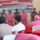 Kasat Reskrim Dan Kasat Intelkam Polres Palas yang lama dan baru foto bersama saat acara kenal pamit di aula Bhayangkara Polres Palas, Kamis (8/12).(Waspada/Idaham Butar Butar/B)