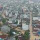 Kondisi Kota Tebingtinggi yang terendam banjir saat diambil dengan drone. Waspada/Kristian Brahmana