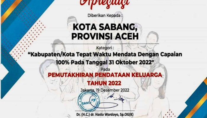 Kepala BKKBN Apresiasi Pemko Sabang Atas Capaian Pemutakhiran Pendataan Keluarga Tahun 2022