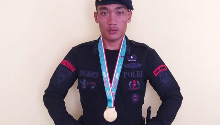 Taekwondoin Brimob Polda Aceh Raih Emas Pora