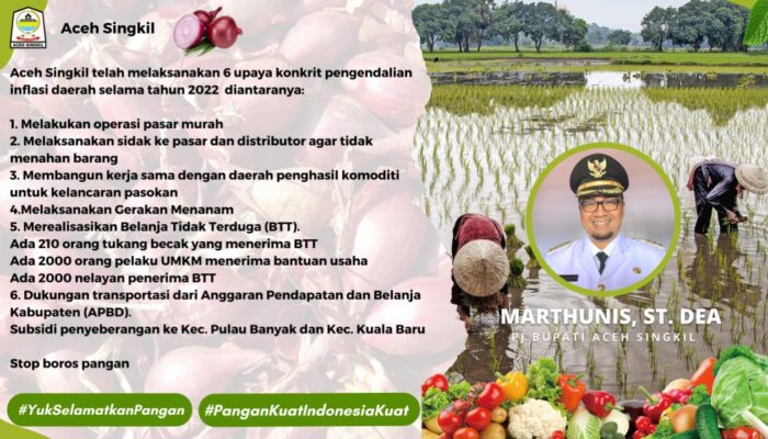 Aceh Singkil Masuk Peringkat Pertama Upayakan Pengendalian Inflasi