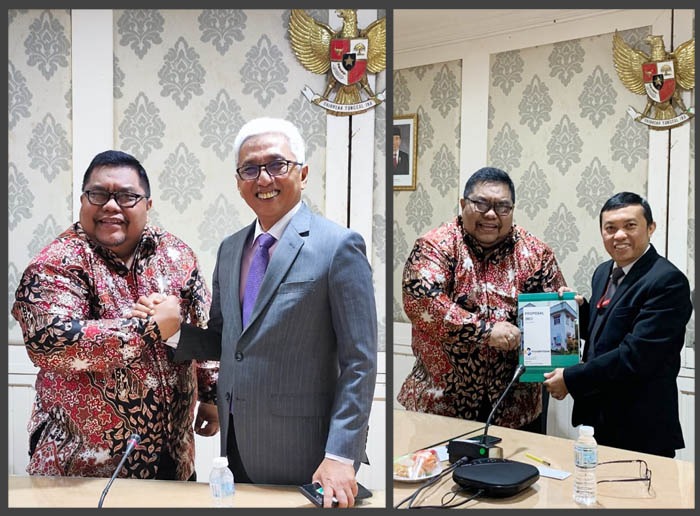 BERTEMU DUBES DAN ATASE PERDAGANGAN: Ketua Umum DPP GPEI Khairul Mahalli bersama Duta Besar RI untuk Malaysia Hermono (foto kiri) dan Atase Perdagangan RI untuk Malaysia Deden Muhammad Fajar Shiddiq (foto kanan). Waspada/Ist