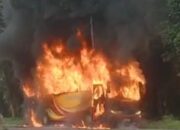 Bus Paradep Terbakar Di Tebingtinggi, Penumpang Histeris Dan Berhamburan Keluar