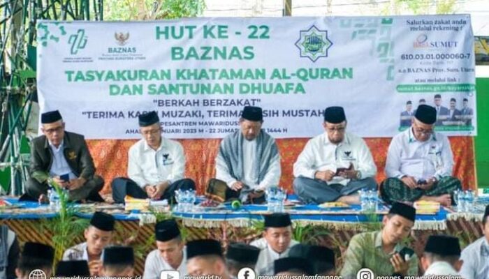 Rayakan HUT Ke 22 Baznas Sumut Khataman Alquran Bersama Santri Mawaridussalam