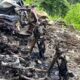 Empat unit sepeda motor milik pengunjung objek wisata alam Tanduk Benua, Kecamatan Kutalimbaru Kabupaten Deliserdang tinggal rangka setelah dibakar OTK. Waspada/Ist