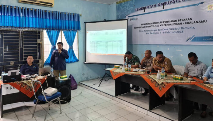 PLN Gelar Sosialisasi Penilaian Kompensasi Tanah Di ROW Jalur SUTT 150 kV Perbaungan-Kualanamu