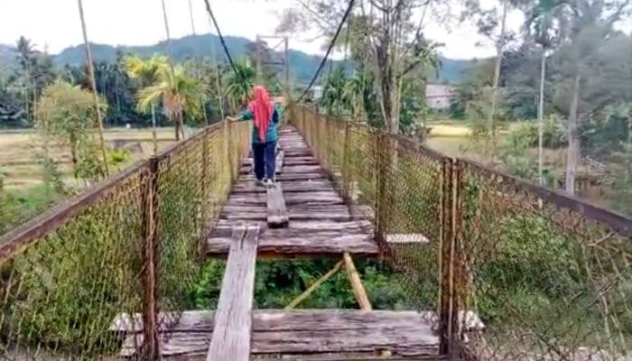 Miris, Jembatan Gantung Di Pedalaman Pidie Tidak Diperhatikan