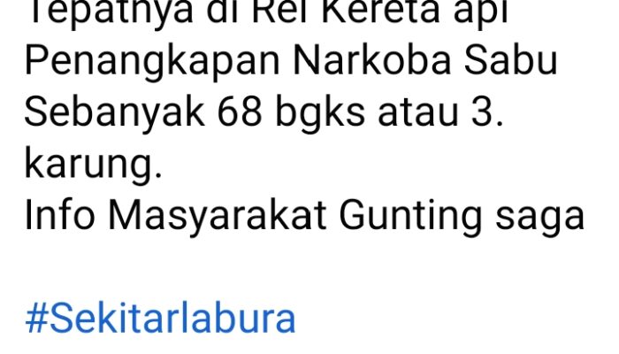 Postingan Penangkapan Sabu 68 Bungkus, Hebohkan Warga Labura
