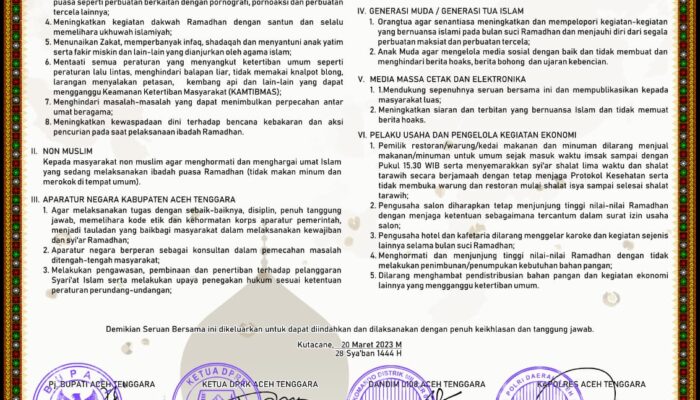 Pj Bupati Agara Terbitkan Seruan Bersama Semarakkan Syiar Ramadan