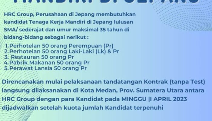 Kadin Sumut Buka Pendaftaran Lowongan Kerja Ke Jepang