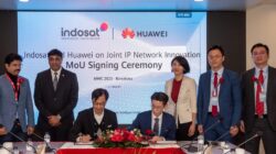 Indosat Ooredoo Hutchison (IOH) menandatangani Nota Kesepahaman (MoU) dengan penyedia solusi TIK global Huawei tentang inovasi bersama SRv6 di ajang Mobile World Congress (MWC) 2023.