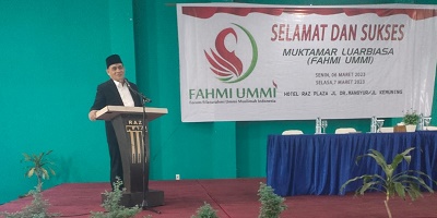 FORUM Silaturrahmi Ummi Muslimah Indonesia (Fahmi Ummi) menggelar Muktamar Luar Biasa di Hotel Raz Plaza Jalan Dr.Mansyur/Jalan Kemuning Medan, Senin (6/3/2023). Waspada/Ist