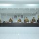 Bupati Asahan Surya dan Wakil Bupati Asahan Taufik Zainal Abidin Siregar, saat memimpin Rakorpem Maret 2023. Waspada/Ist