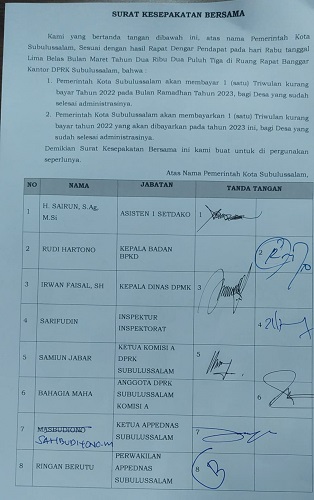 RDP Honor Perangkat Kampong Berakhir Dengan Kesepakatan
