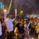 Bupati Darma Wijaya didampingi Wabup Adlin Tambunan melepas peserta pawai obor. Waspada/Darmawan