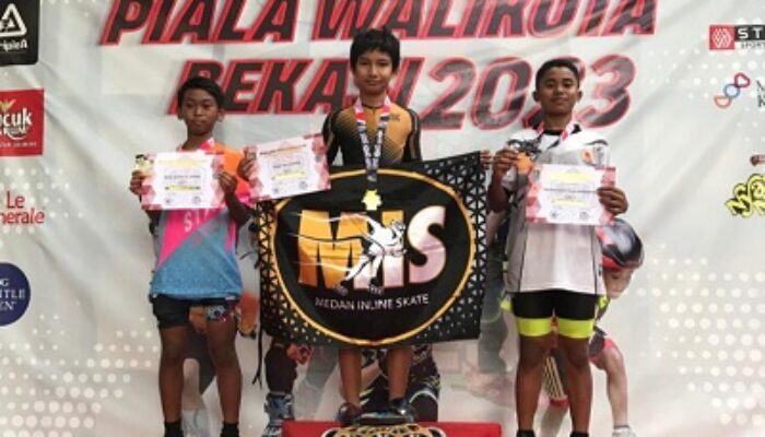 Siswa SD Harapan 1 Medan Raih Emas Dan Perunggu Di Kejuaraan Sepatu Roda Bekasi Open 2023