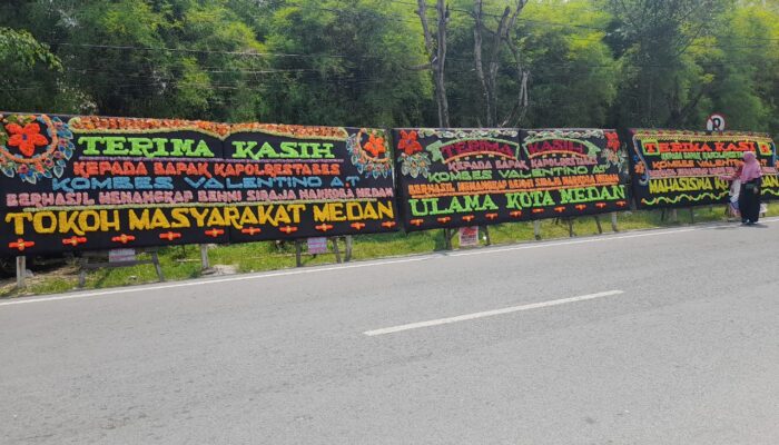 Berhasil Tangkap “Si Raja Narkoba”, Polrestabes Medan Dikirimi Papan Bunga