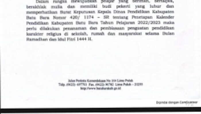 Sekolah Di Batubara Mulai Libur Lebaran 1444H